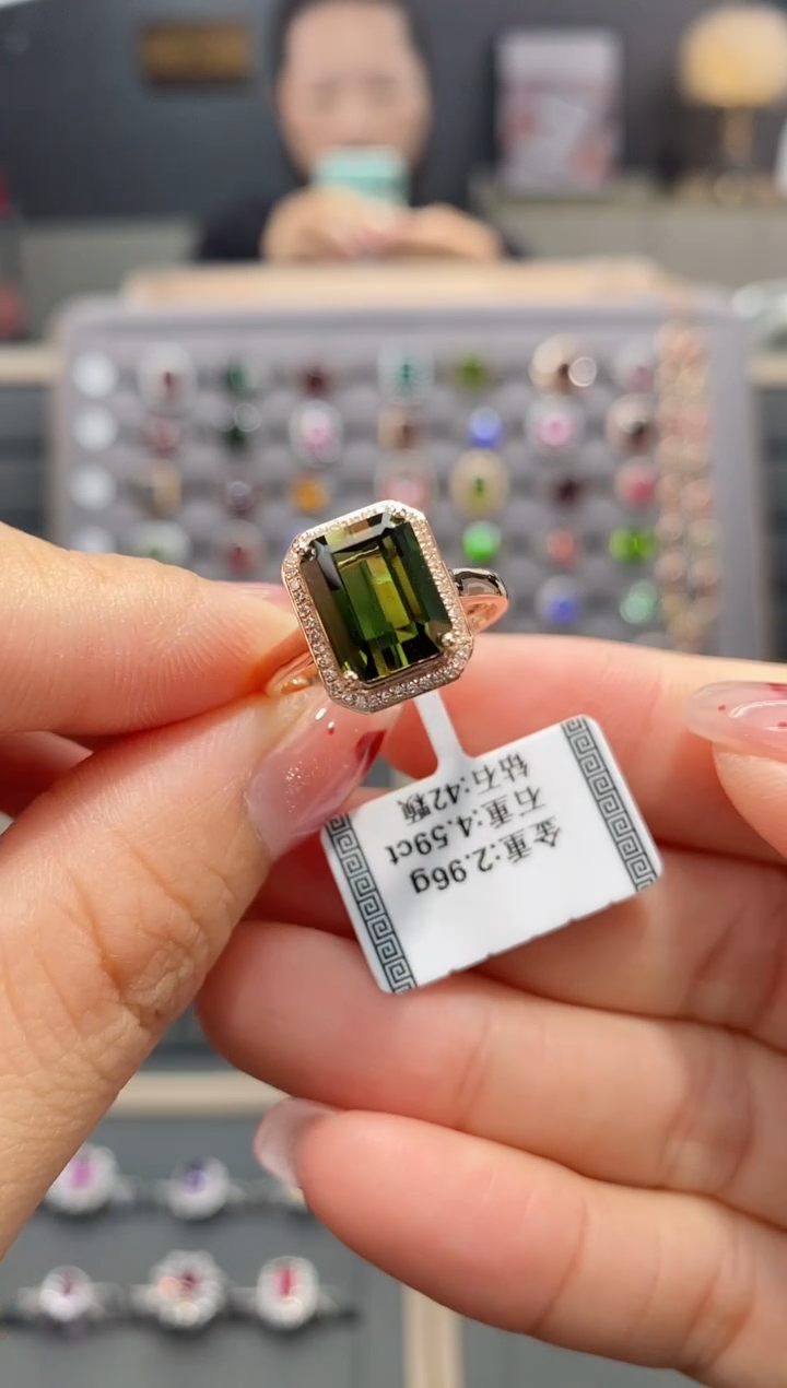 【闪购商品】碧玺戒指18K金镶嵌4.59  