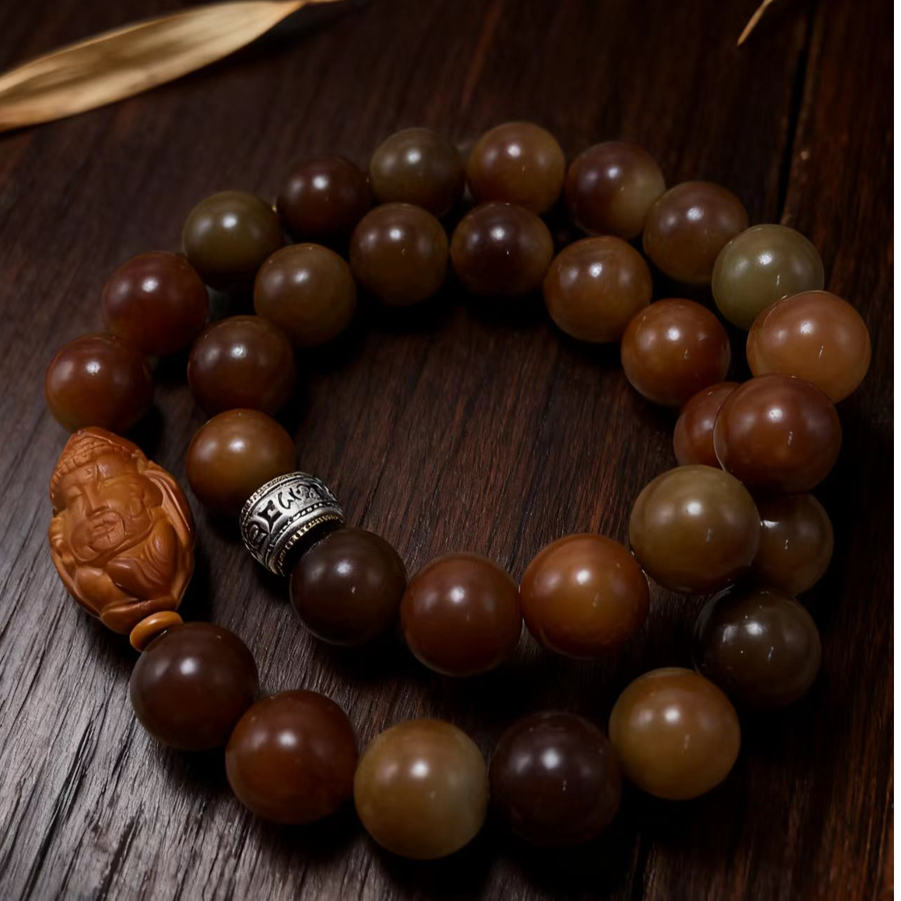 原生态敦煌菩提带财神双圈652【无礼盒】