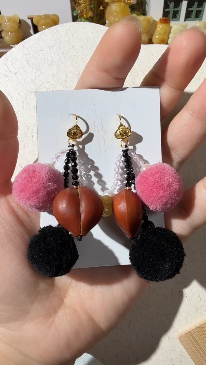 【闪购商品】琥珀耳坠未镶嵌琥珀桂花耳坠