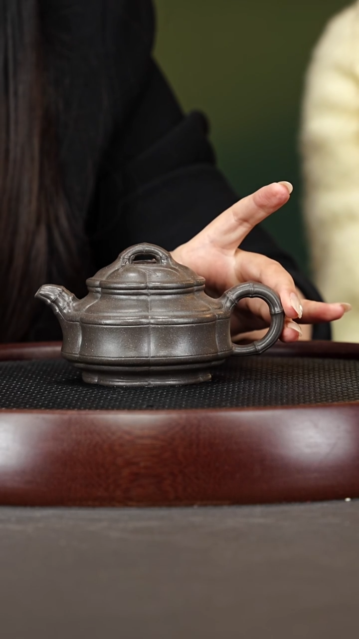 茶壶紫砂149HH四方竹鼎 天青泥170cc