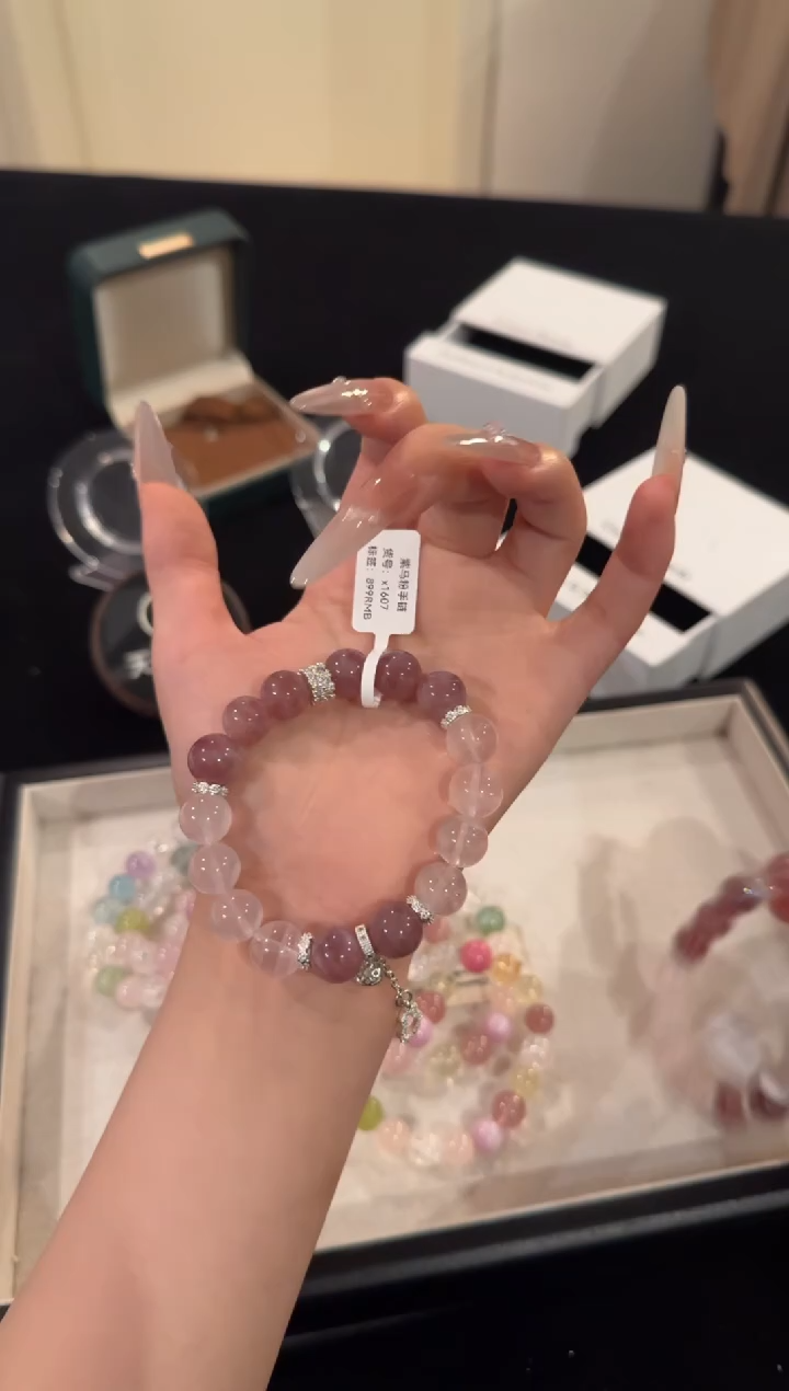水晶手链合金紫马粉x1607