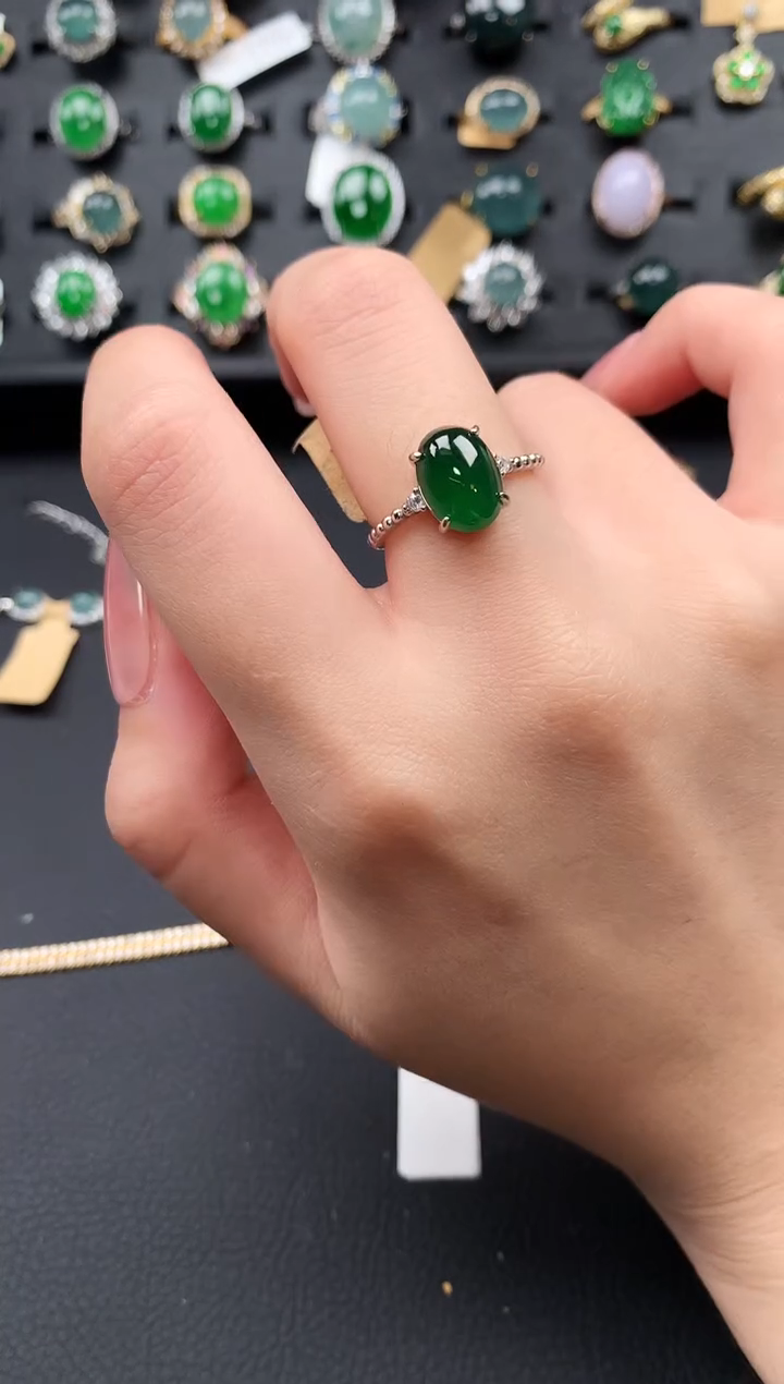 【闪购商品】翡翠戒指银S925镶嵌512341