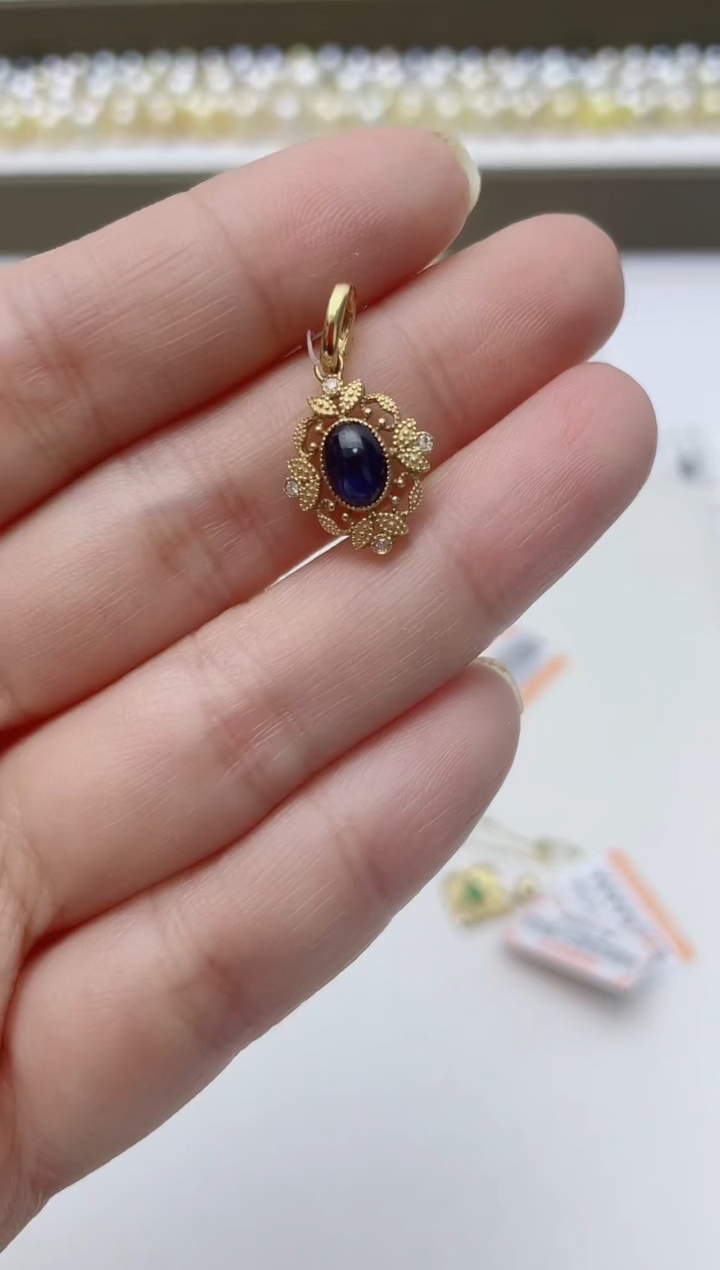 【闪购商品】蓝宝石颈饰18K金镶嵌A99