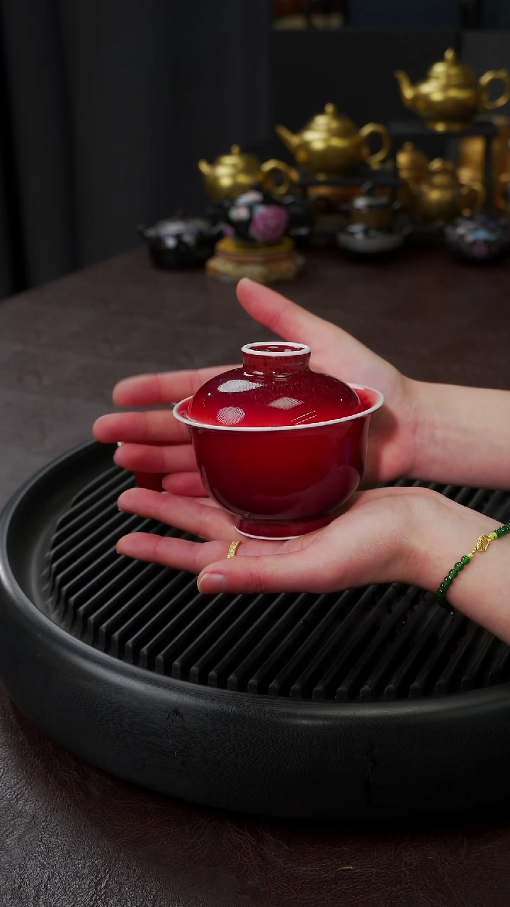 【闪购商品】杯【宜景窑郎红】盖碗