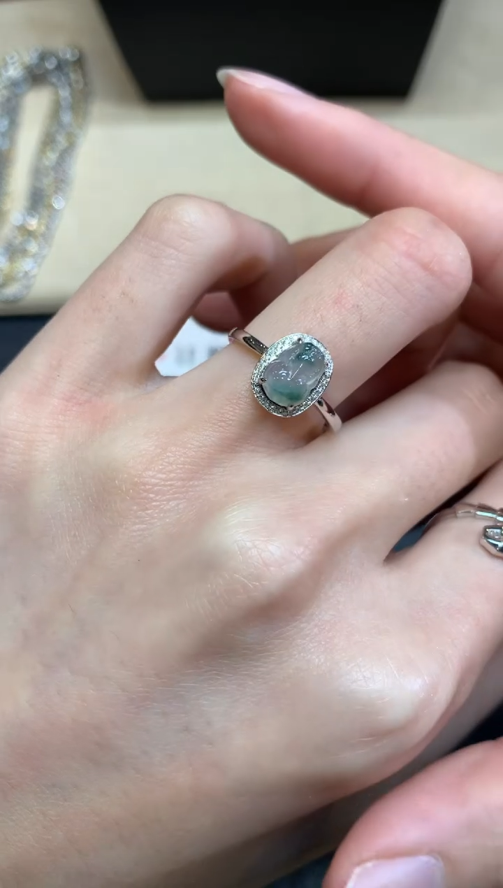 【闪购商品】翡翠戒指18K金镶嵌【无鉴赏期】