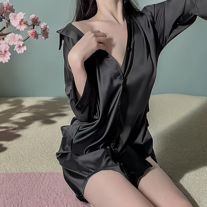 【BF睡裙】秋冬薄款性感轻奢睡裙男友风衬衫睡裙zz