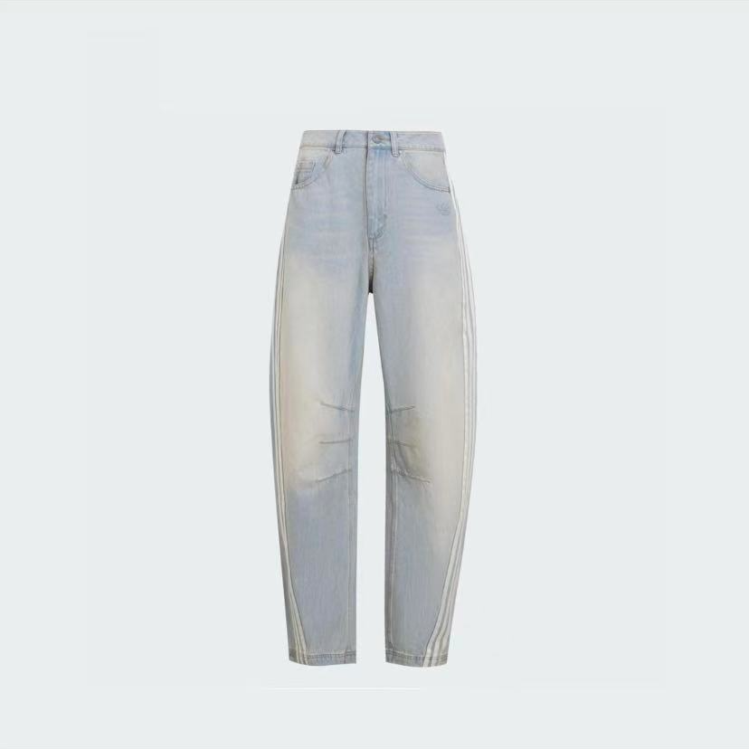 【原力场AC】阿迪达斯三叶草经典纯棉水洗牛仔运动弯刀裤KG0200