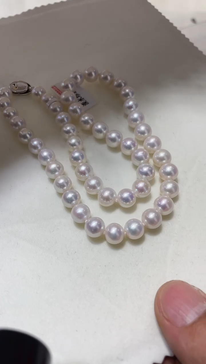 【闪购商品】淡水珍珠颈饰银S925镶嵌8-9极光淡水珍珠项链