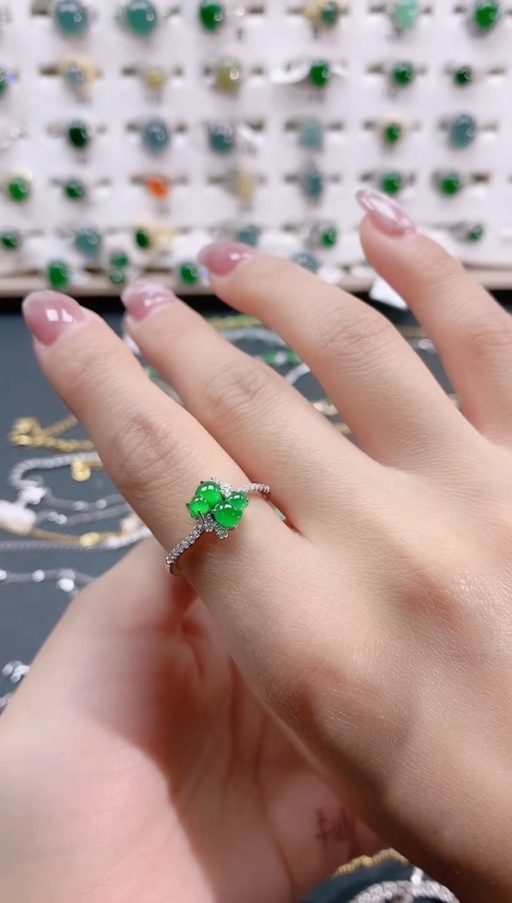 【闪购商品】翡翠戒指银S925镶嵌天然翡翠