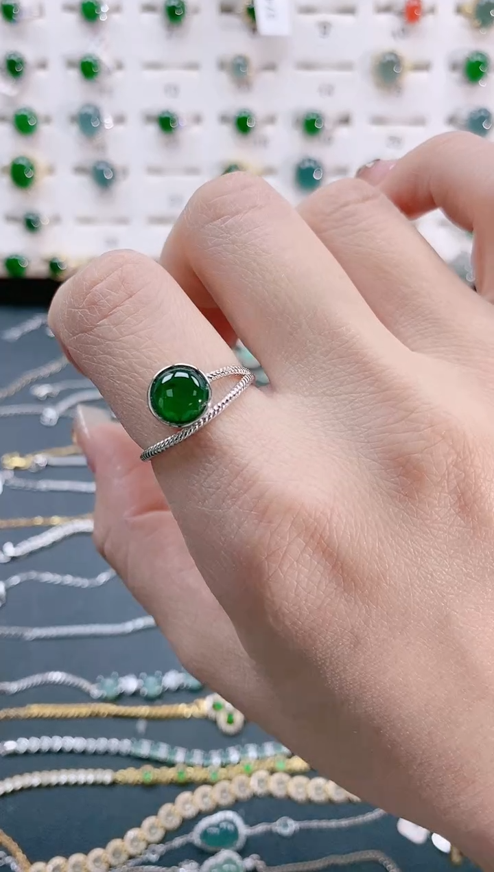 【闪购商品】翡翠戒指银S925镶嵌天然翡翠