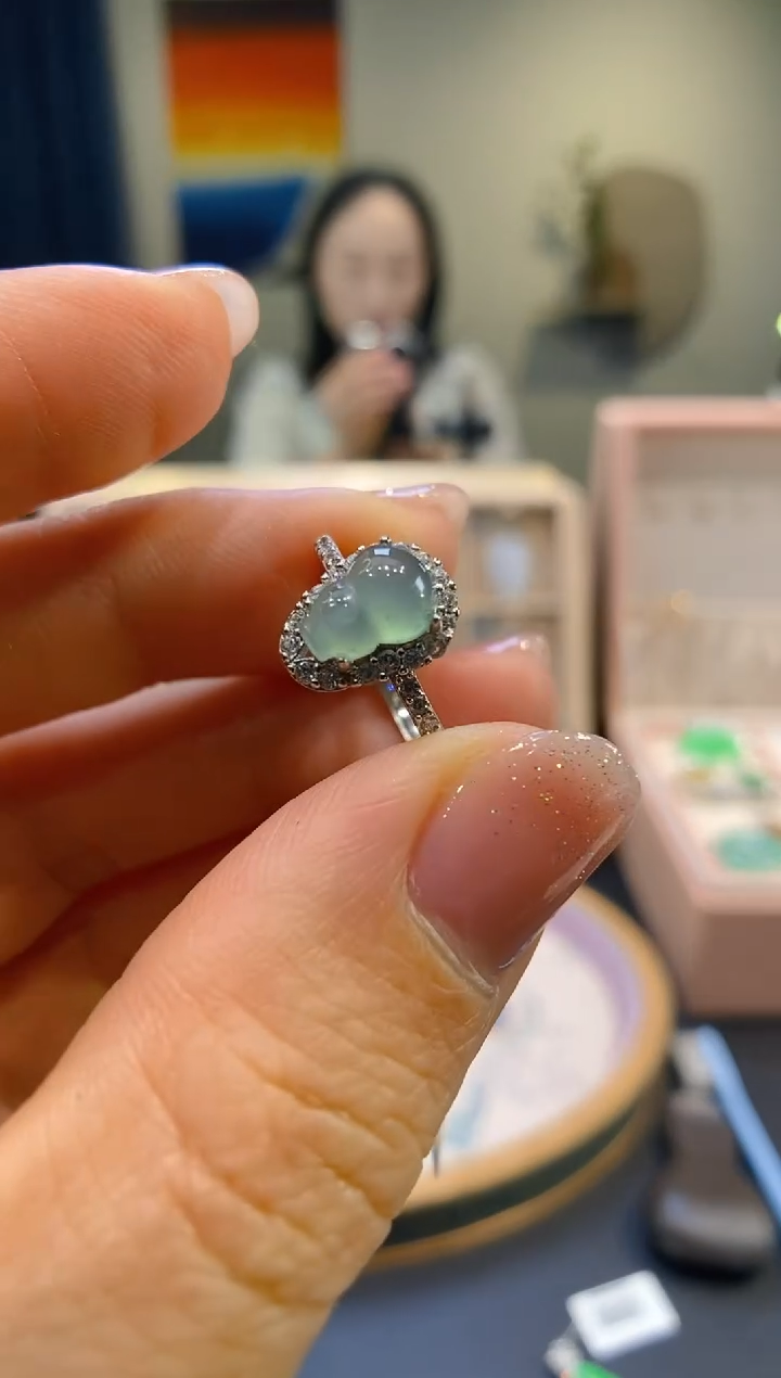 【闪购商品】翡翠银S925镶嵌吊坠(不含链)葫芦戒指