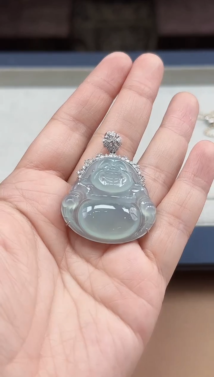 【闪购商品】翡翠颈饰18K金镶嵌佛公