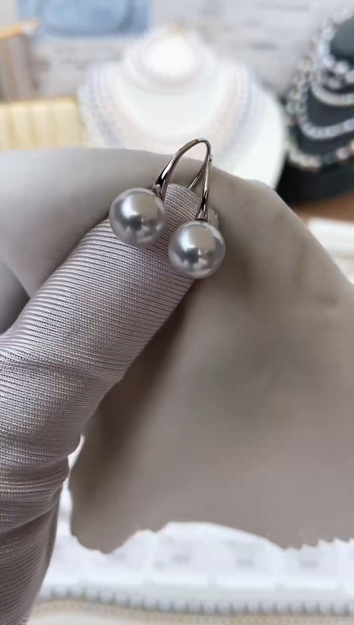 【闪购商品】海水珍珠耳饰18K金镶嵌真多麻高跟鞋耳饰8-8.5