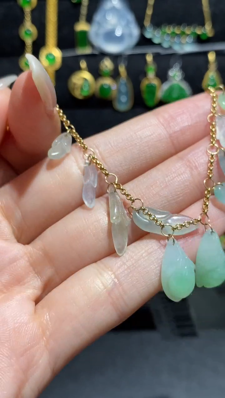 【闪购商品】翡翠手链18K金镶嵌手链