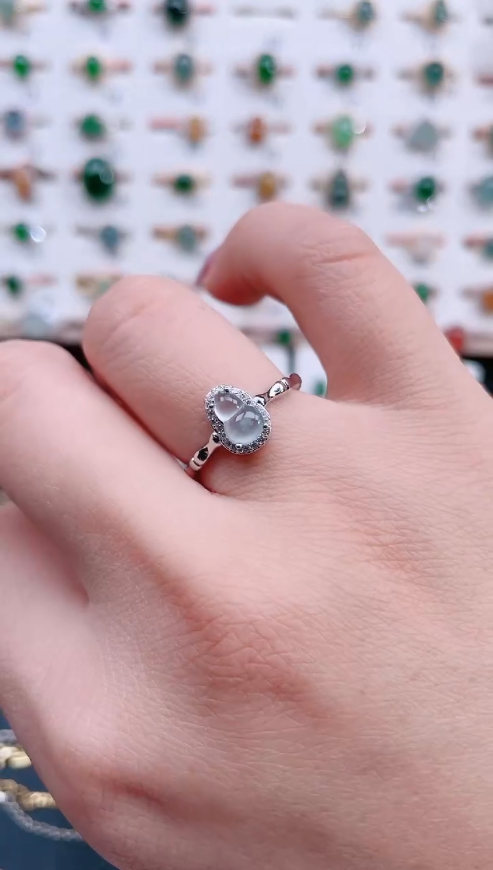 银S925镶嵌戒指翡翠天然翡翠