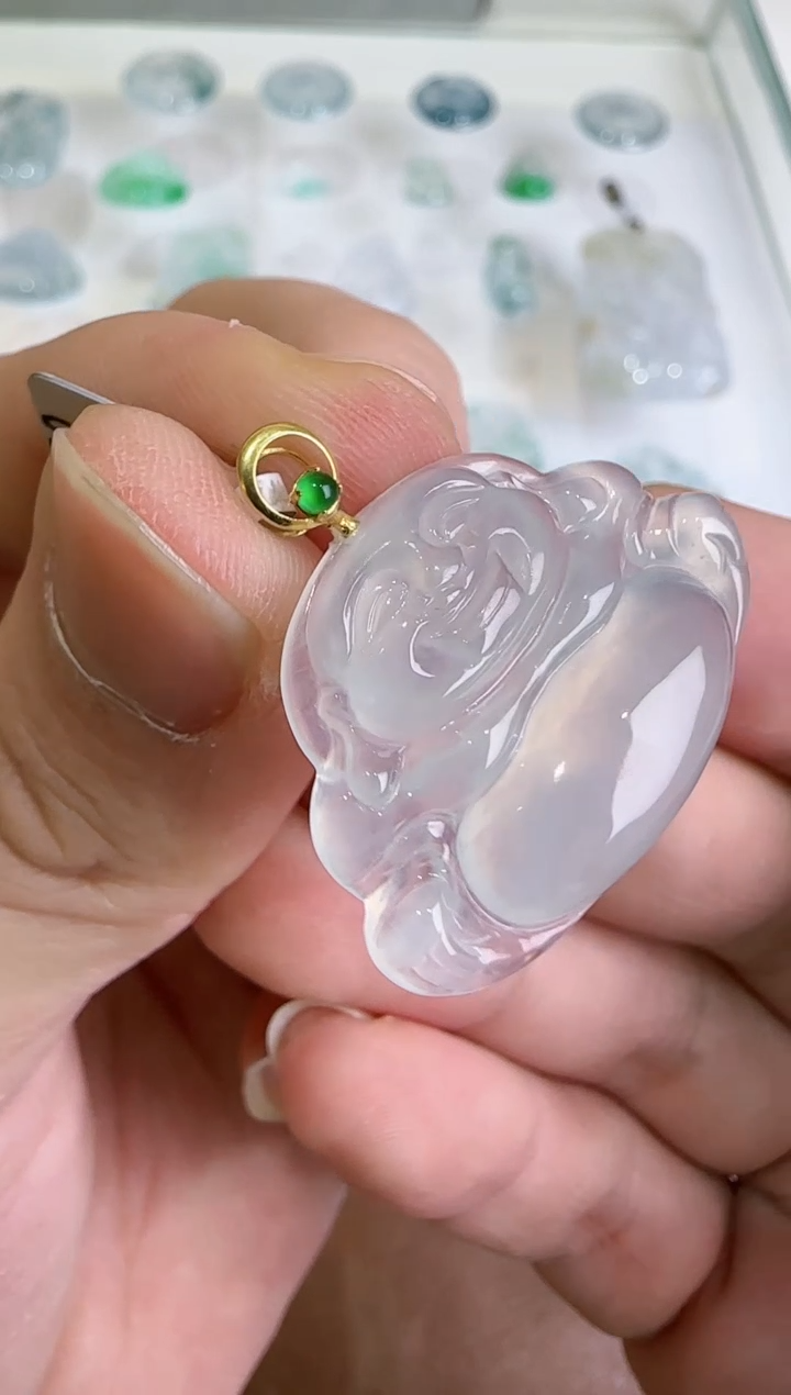 【闪购商品】翡翠吊坠(不含链)18K金镶嵌..