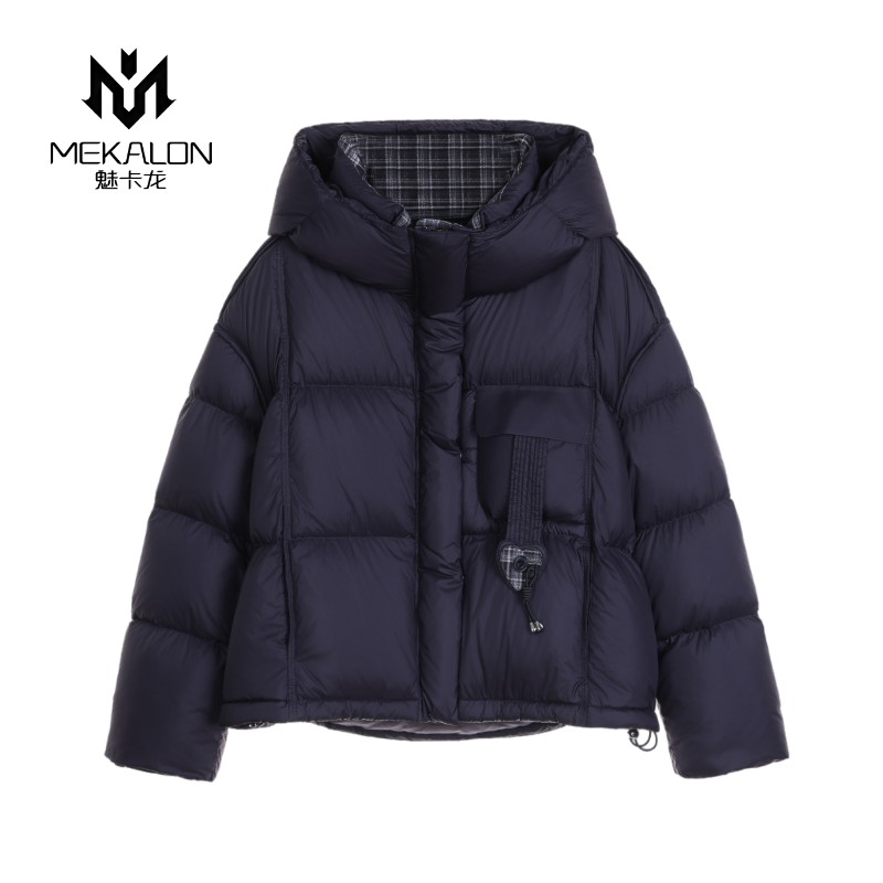 魅卡龙MEKALON冬季短款女羽绒服90鹅绒服高级外套连帽时尚保暖GL