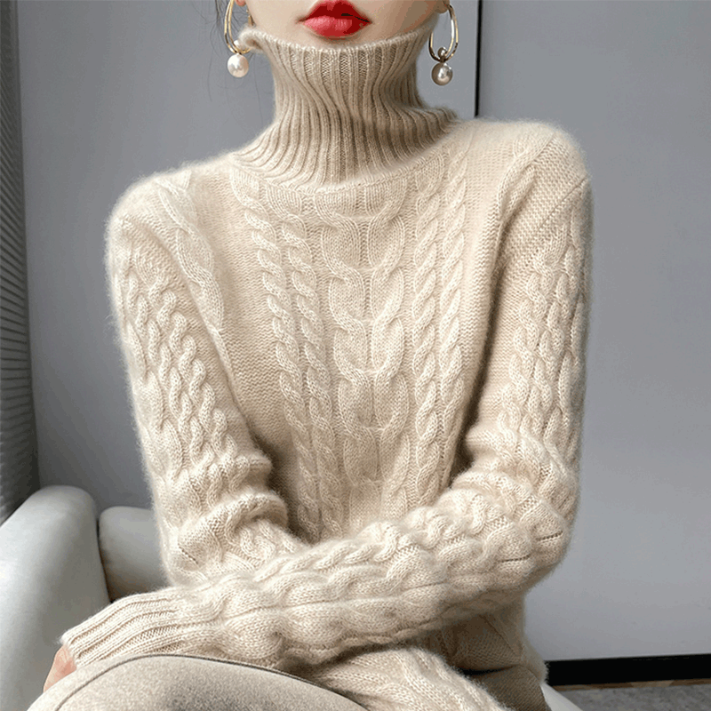 秋冬加厚百搭显瘦保暖打底衫毛衣针织衫女款通勤风堆堆领短款宽松