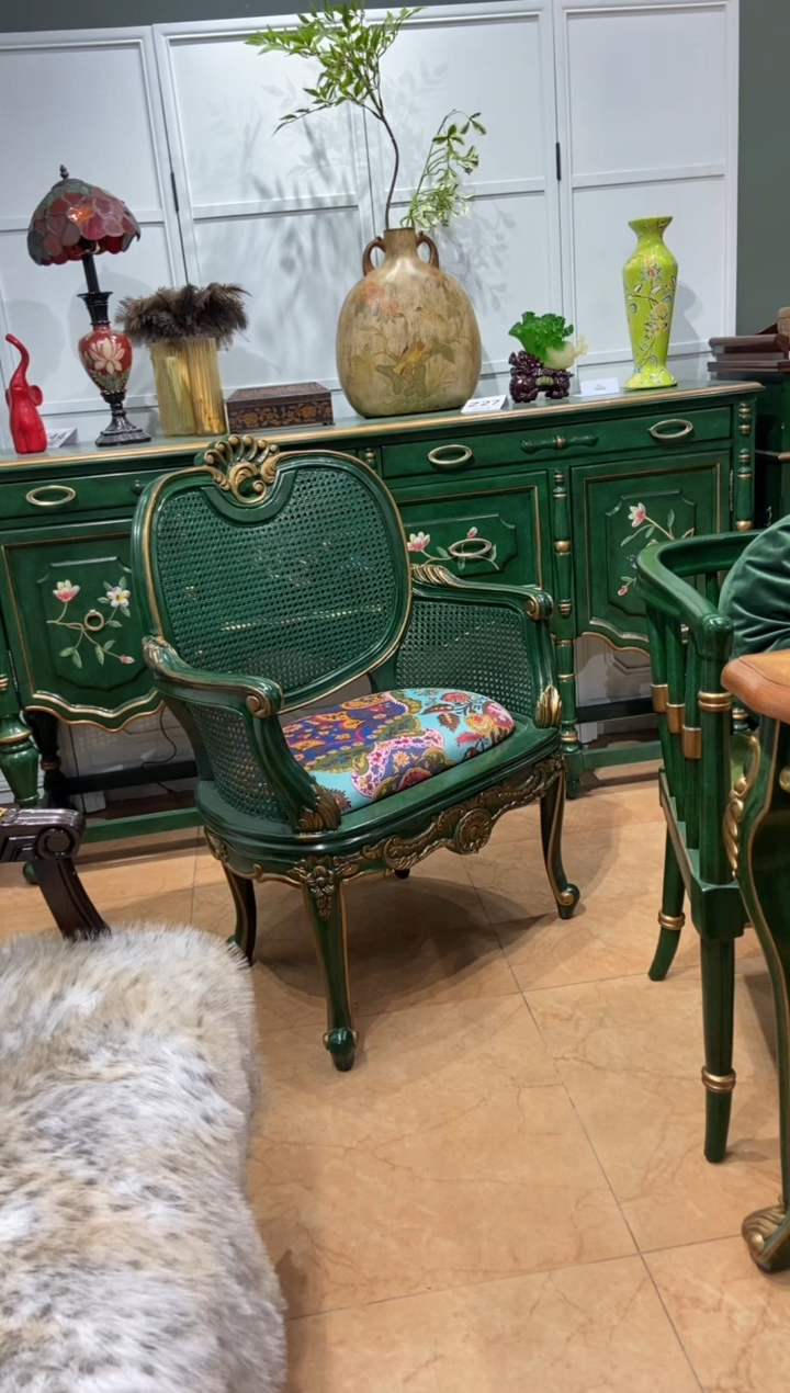 实木直播间复古圈椅高级实木沙发椅