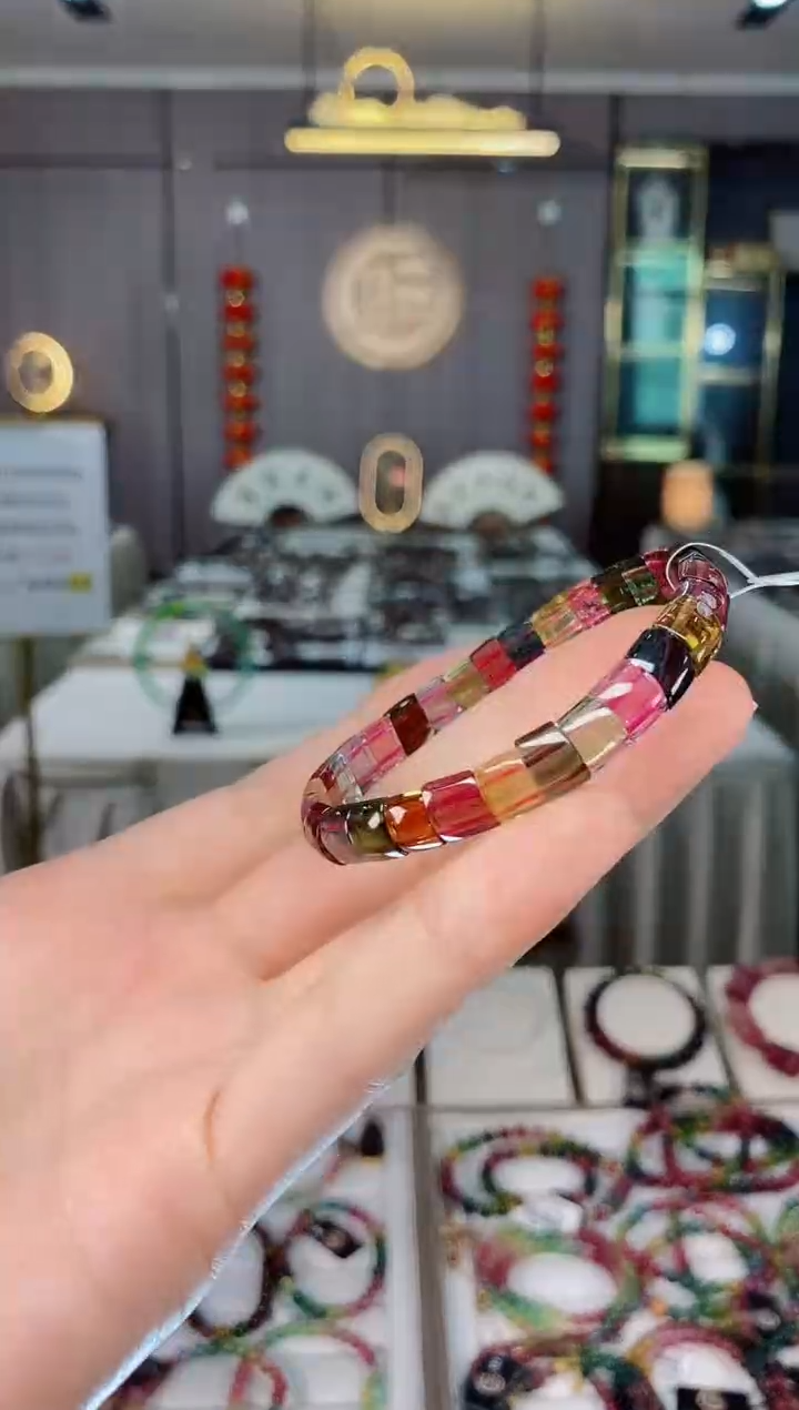 老矿碧玺彩虹手牌未镶嵌碧玺dan多样性发货一条