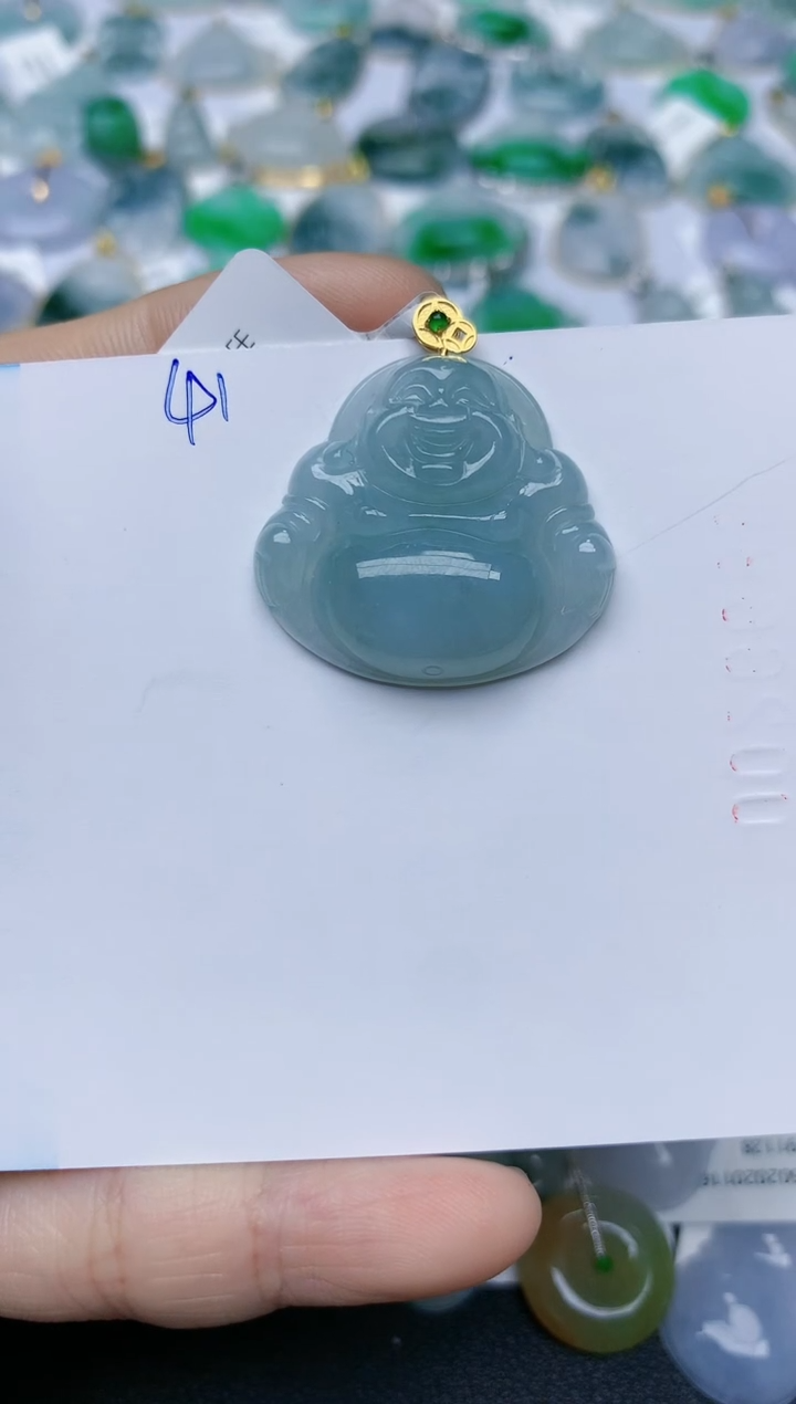 【闪购商品】翡翠颈饰18K金镶嵌天然翡翠A货    