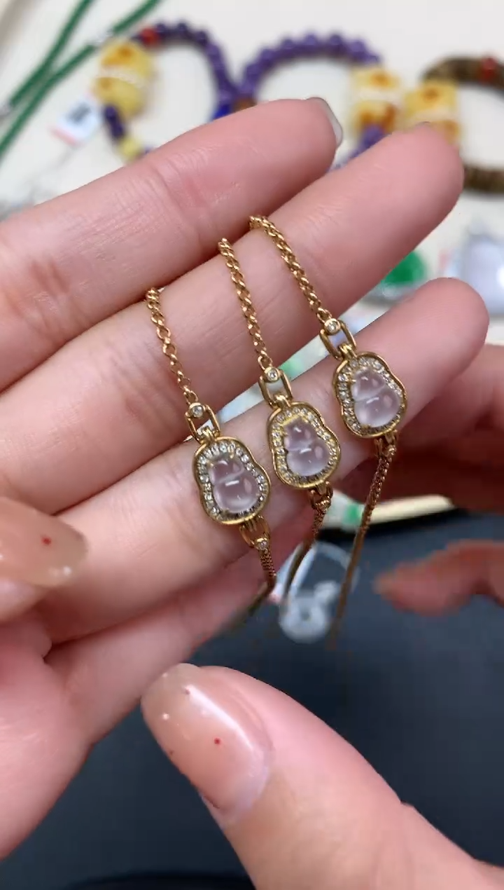 【闪购商品】翡翠手链18K金镶嵌手链多样性发其一A196|2980