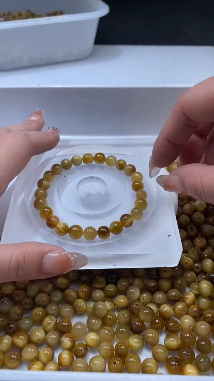 颈饰未镶嵌石英质玉W961金虎眼8MM*15颗