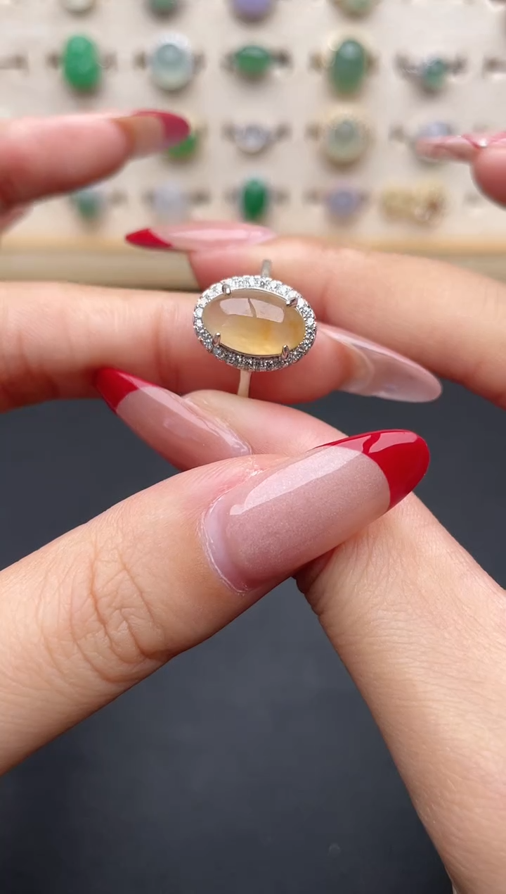 【闪购商品】翡翠戒指银S925镶嵌一物一证一礼盒