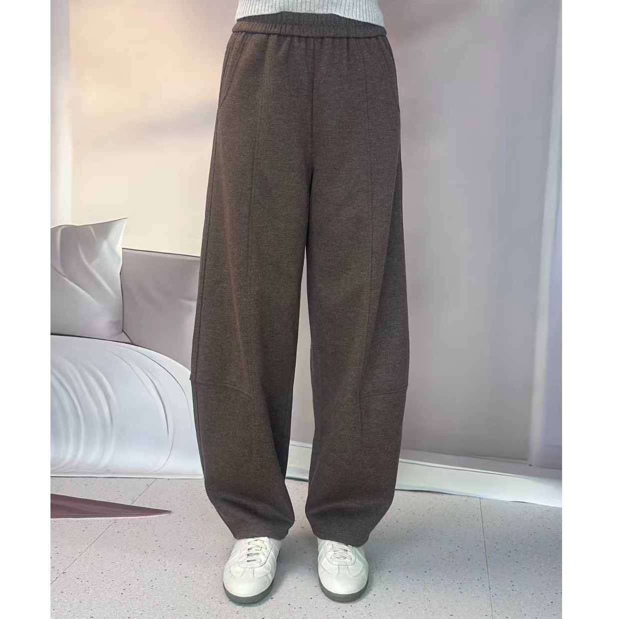 Jane express/简表达25年冬季新款厚款双面香蕉裤型DKZ51009-1