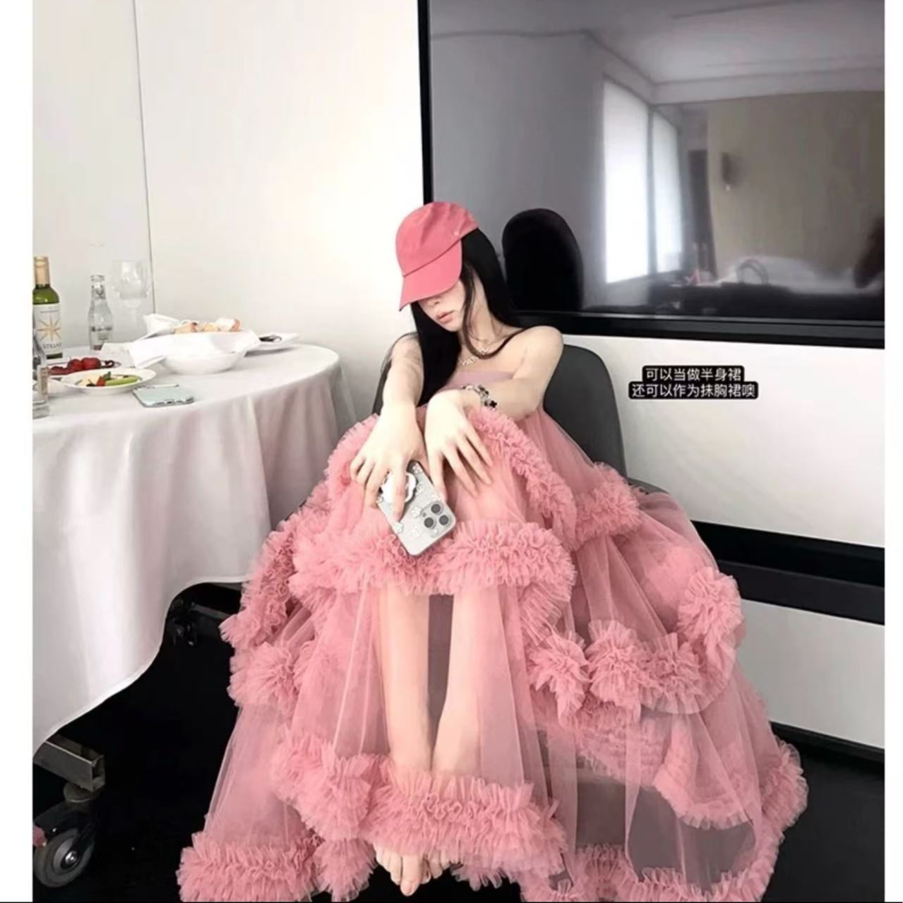 【粉黛娇矜】仙气层层蓬蓬蛋糕半身裙女芭蕾风网纱A字长裙大摆裙子