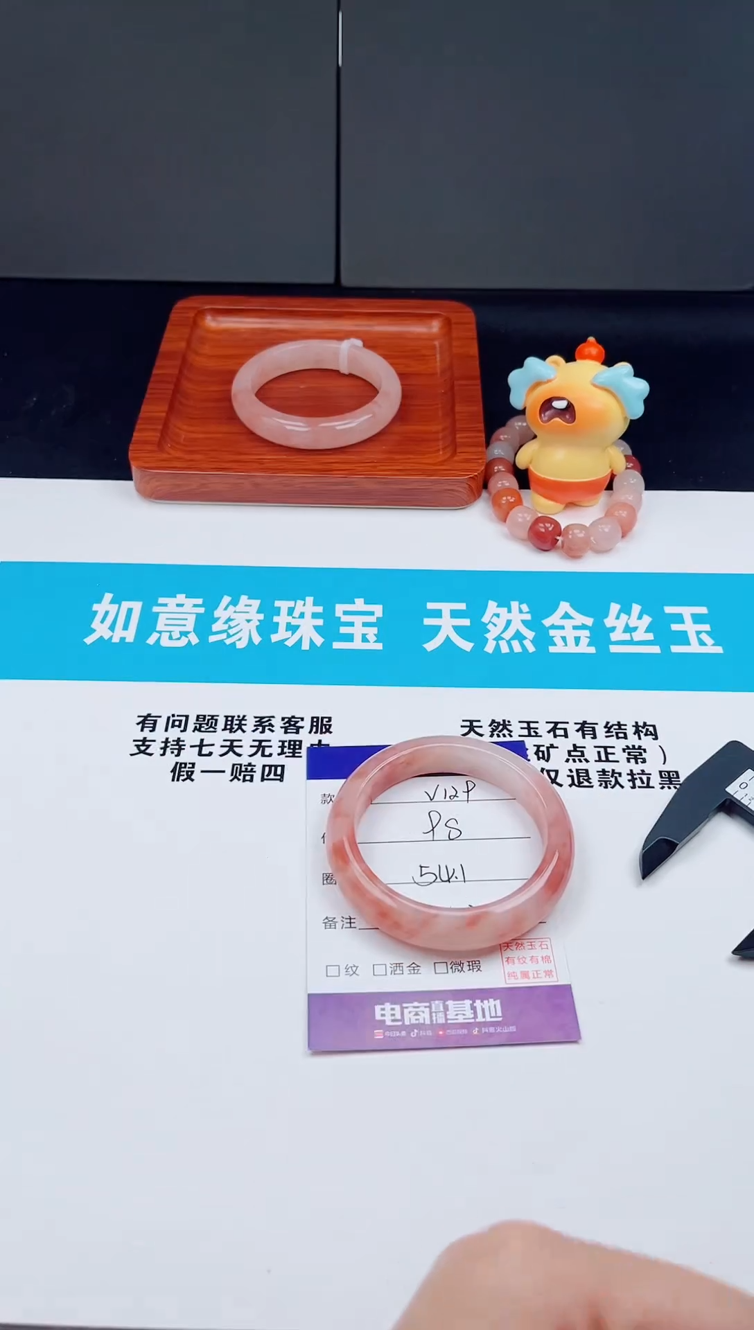 未镶嵌手镯石英质玉V129  -  54.1