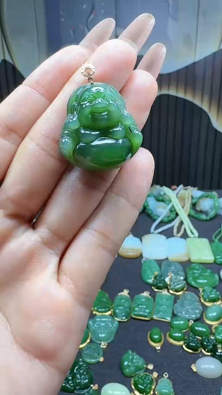 【闪购商品】和田玉吊坠(不含链)18K金镶嵌1