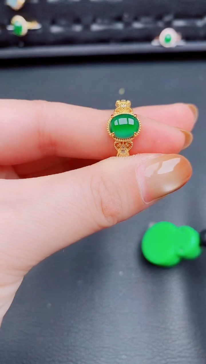 【闪购商品】翡翠戒指银S925镶嵌天然a货翡翠197