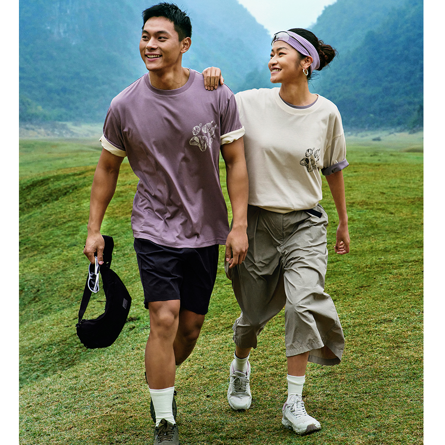 【达人】狼爪新PAW男女户外休闲徒步速干森林印花T恤|A66103