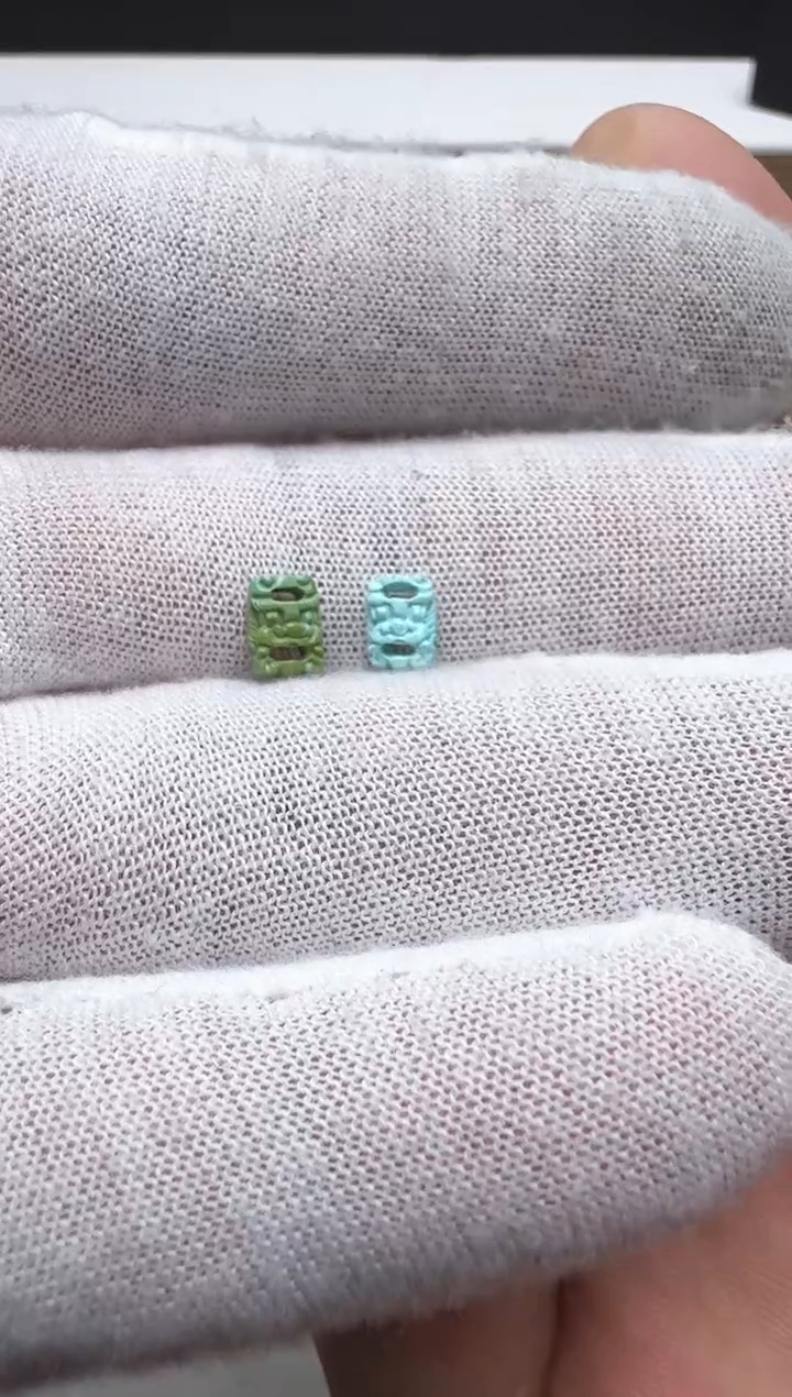 【闪购商品】绿松石经书扣未镶嵌一对