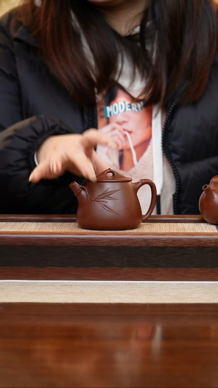 小***包紫泥贴竹高瓢160cc宜兴手工紫砂壶