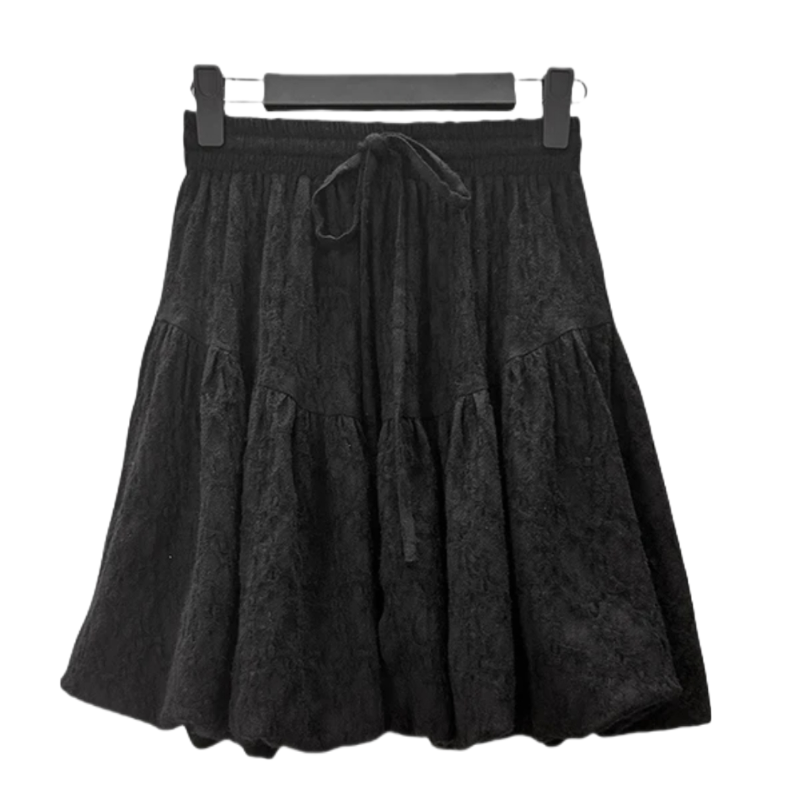 2025春季黑色高腰中国风半身裙气质女装裙子百搭百褶套装半裙短裙