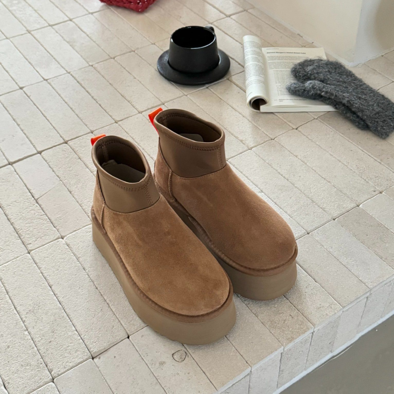 【桑坡雪地靴】弹力带迪普冬季保暖加绒时尚百搭纯欲显瘦增高雪地靴