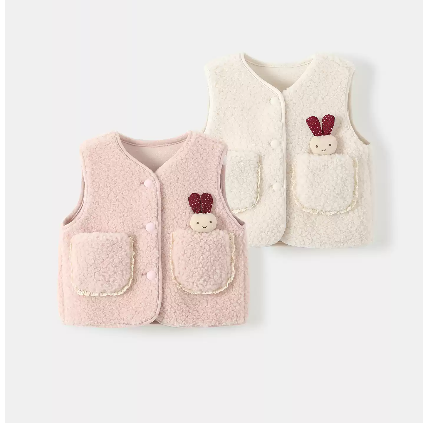 女童仿羊羔绒马甲秋冬季洋气女宝宝马夹儿童保暖背心婴儿外穿坎肩