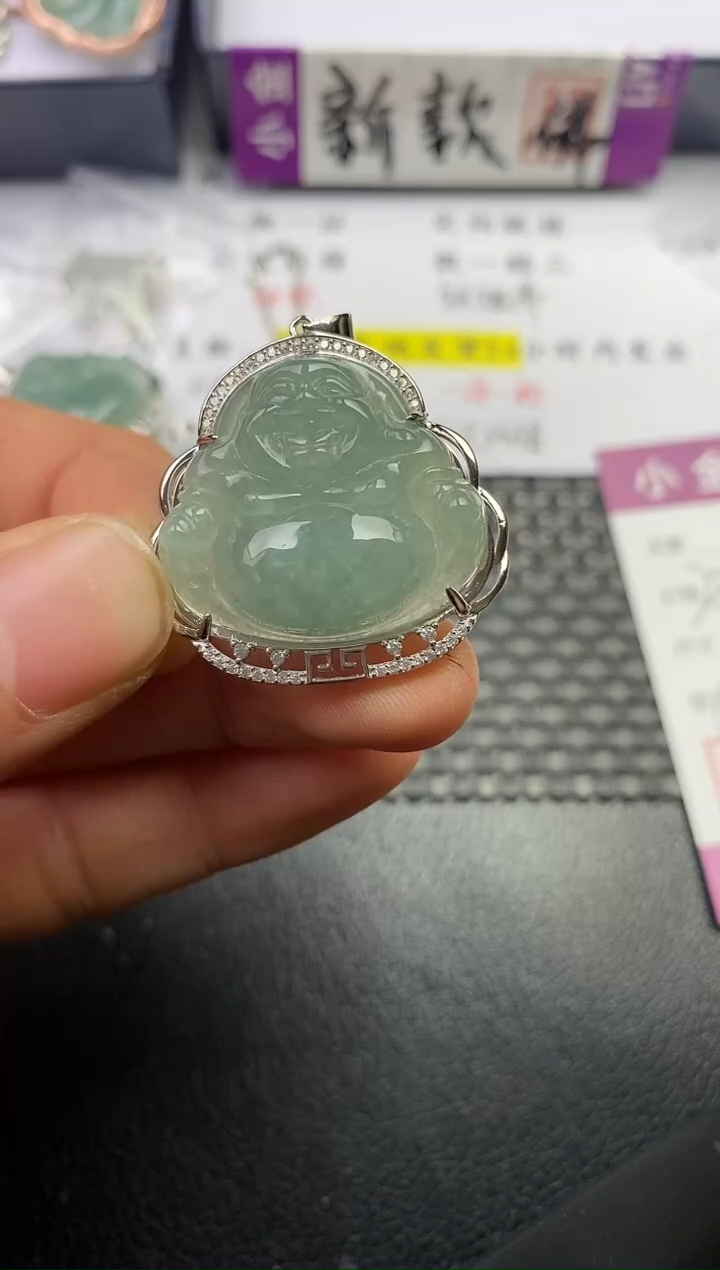 颈饰银S925镶嵌翡翠绿*泡挂件