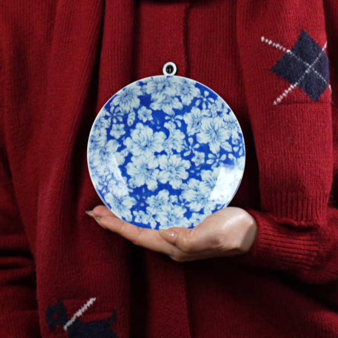 琅轩瓷语景德镇手工手绘釉下云蓝栖鹃壶承高级茶具器具茶盘茶台