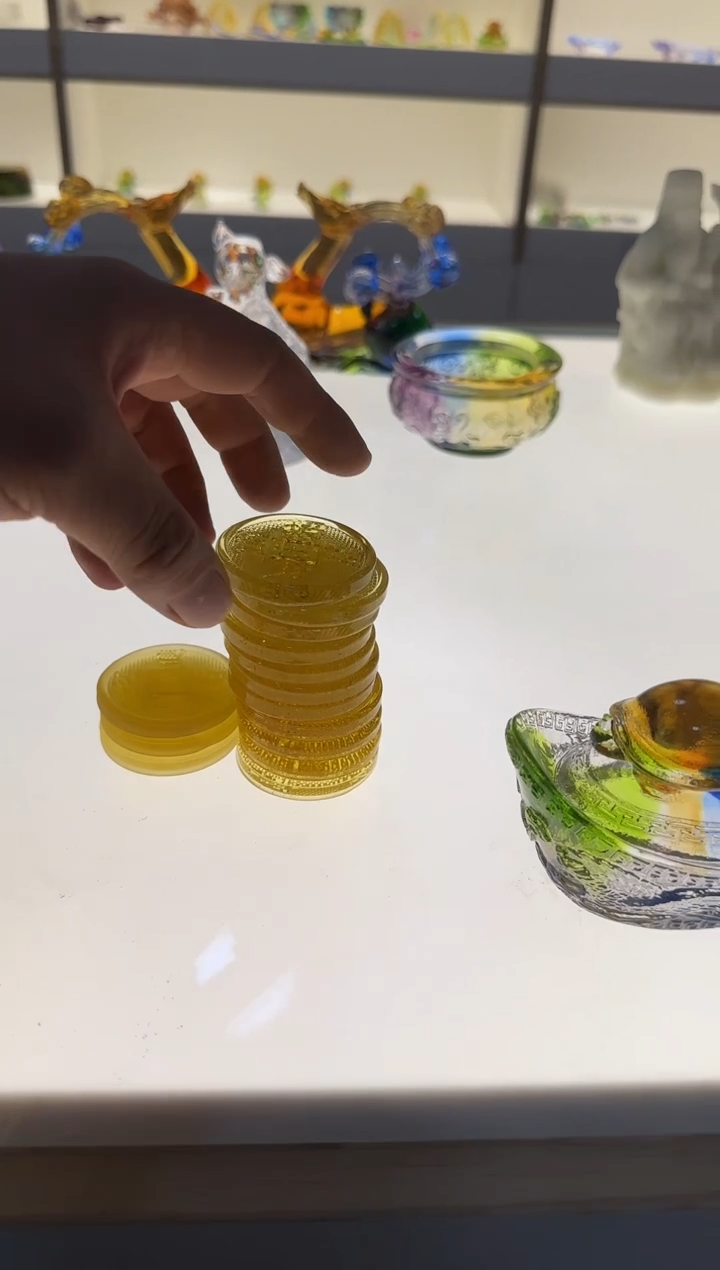 手工艺品琉璃财*姐14个钱币