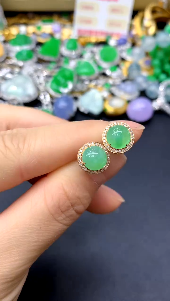 18K金镶嵌翡翠耳饰363-中国好珍宝