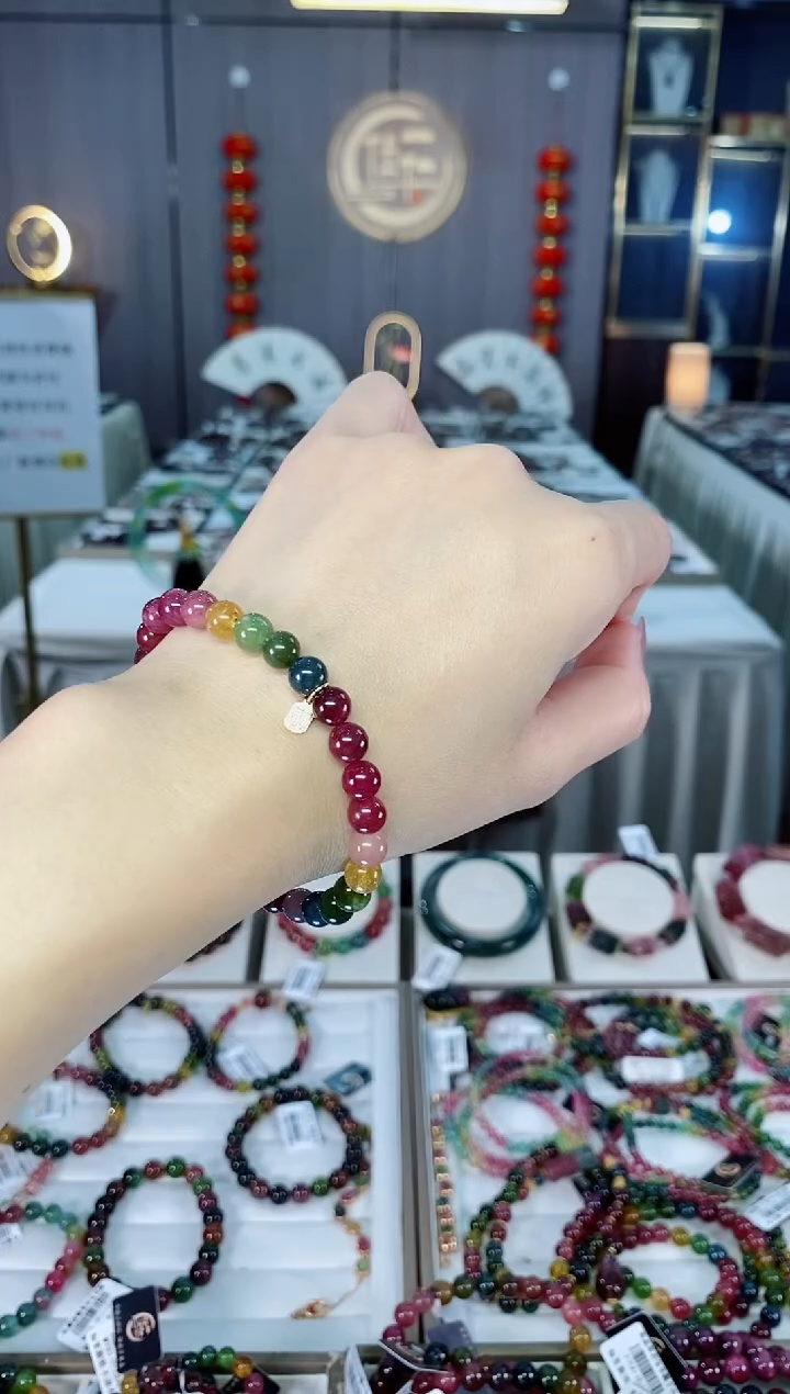 老矿碧玺单圈手串6mm+未镶嵌碧玺hon多样性发货一条