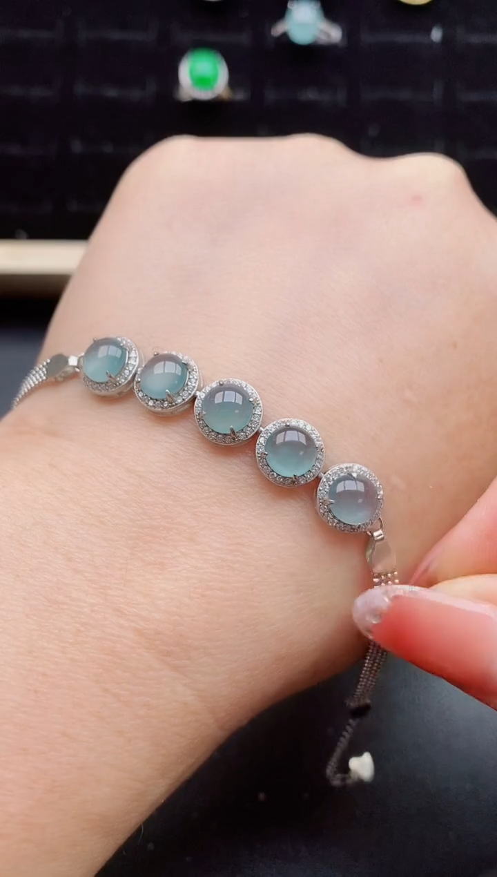 【闪购商品】翡翠手链银S925镶嵌508050