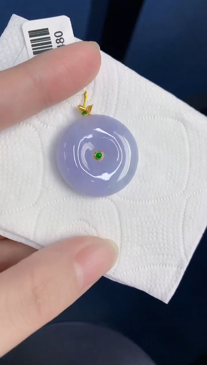 颈饰18K金镶嵌翡翠天然翡翠缅甸A货