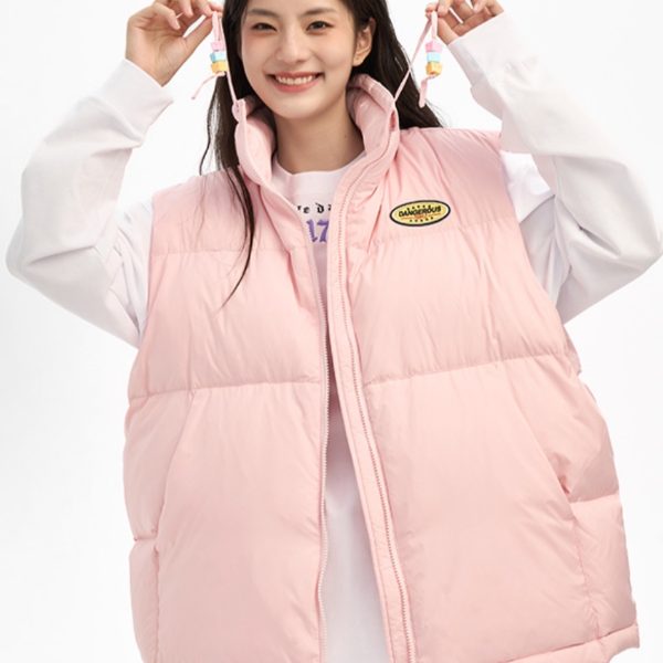 【DSP剪标】J036粉色立领羽绒马甲男女同款