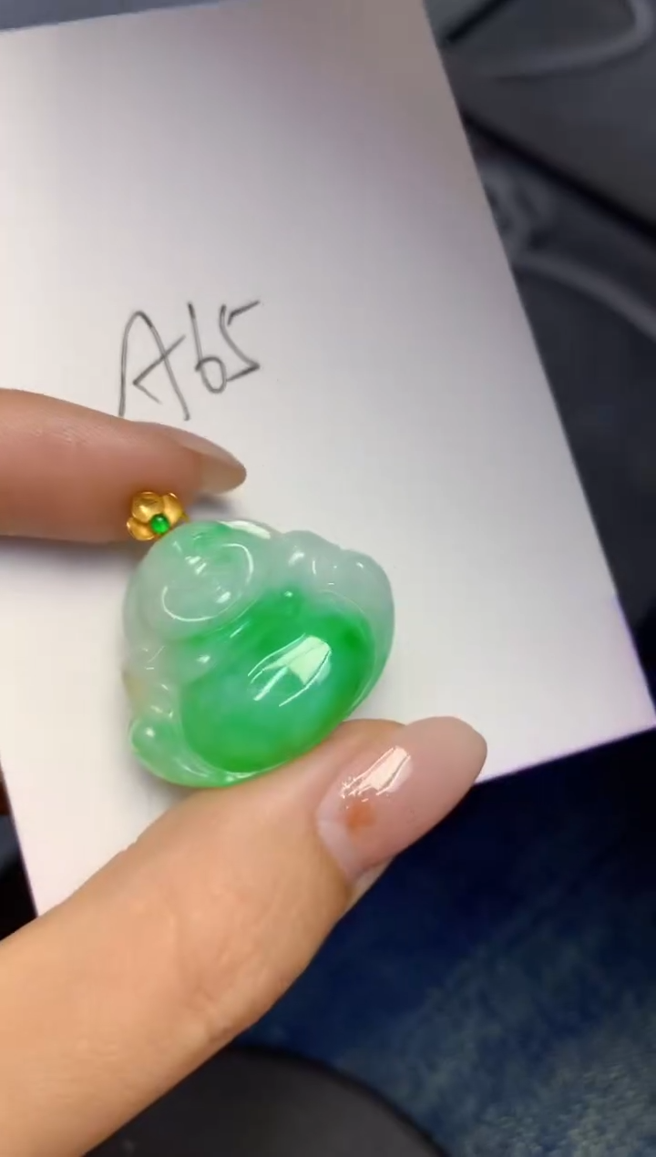 颈饰18K金镶嵌翡翠天然A货缅甸翡翠百元以上9元证书费自理