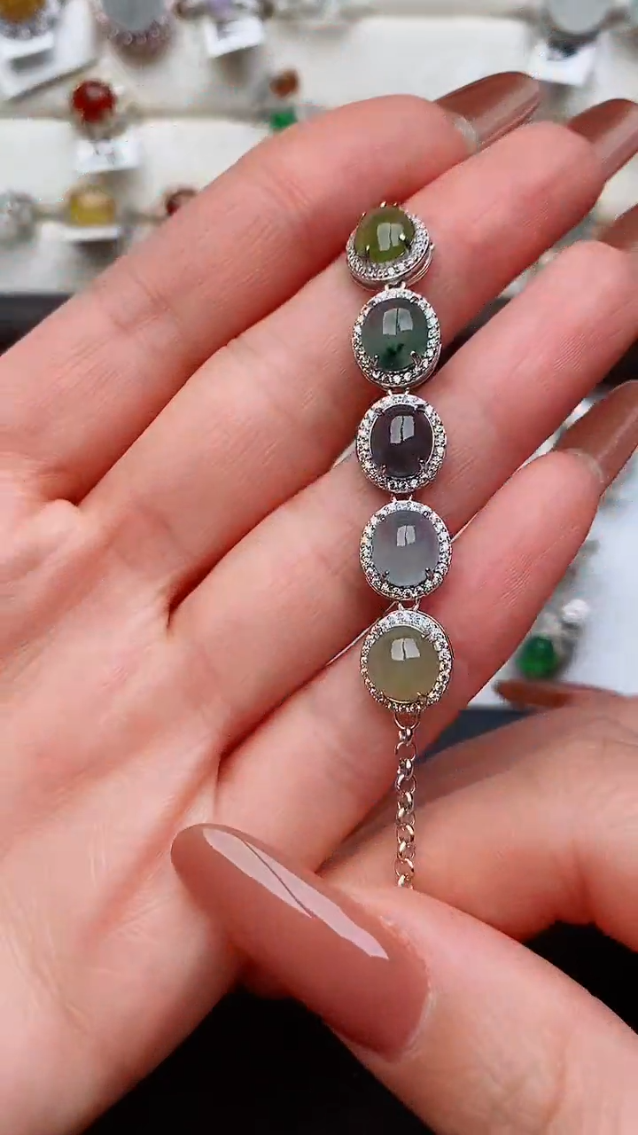 银S925镶嵌戒指翡翠...