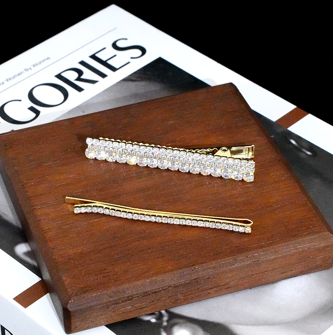 【FNQ046】鸭嘴夹女一字夹边夹休闲风发夹夹子饰品钻发夹韩版